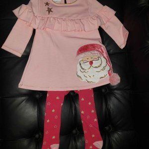 Mud Pie baby Christmas dress and tights